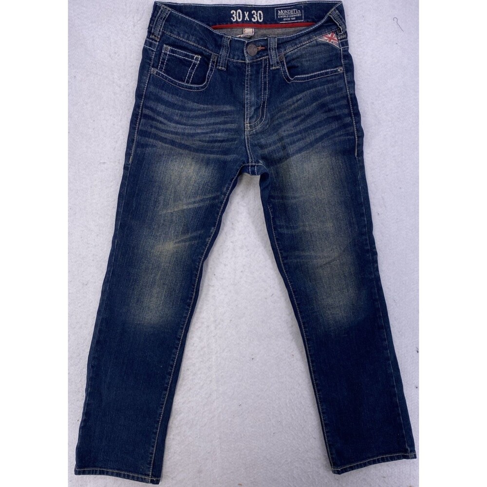 Mondetta Men's Blue Jeans 30x30 Ocean Wash Straight Stretch Denim Style MB06 VTG